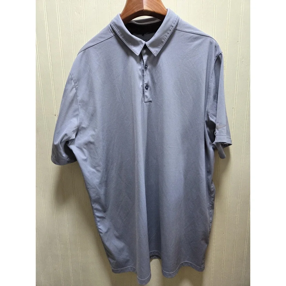 Nike Golf Polo Shirt‎ Mens 2XL Gray Solid Dri-FIT Standard Fit Short Sleeve